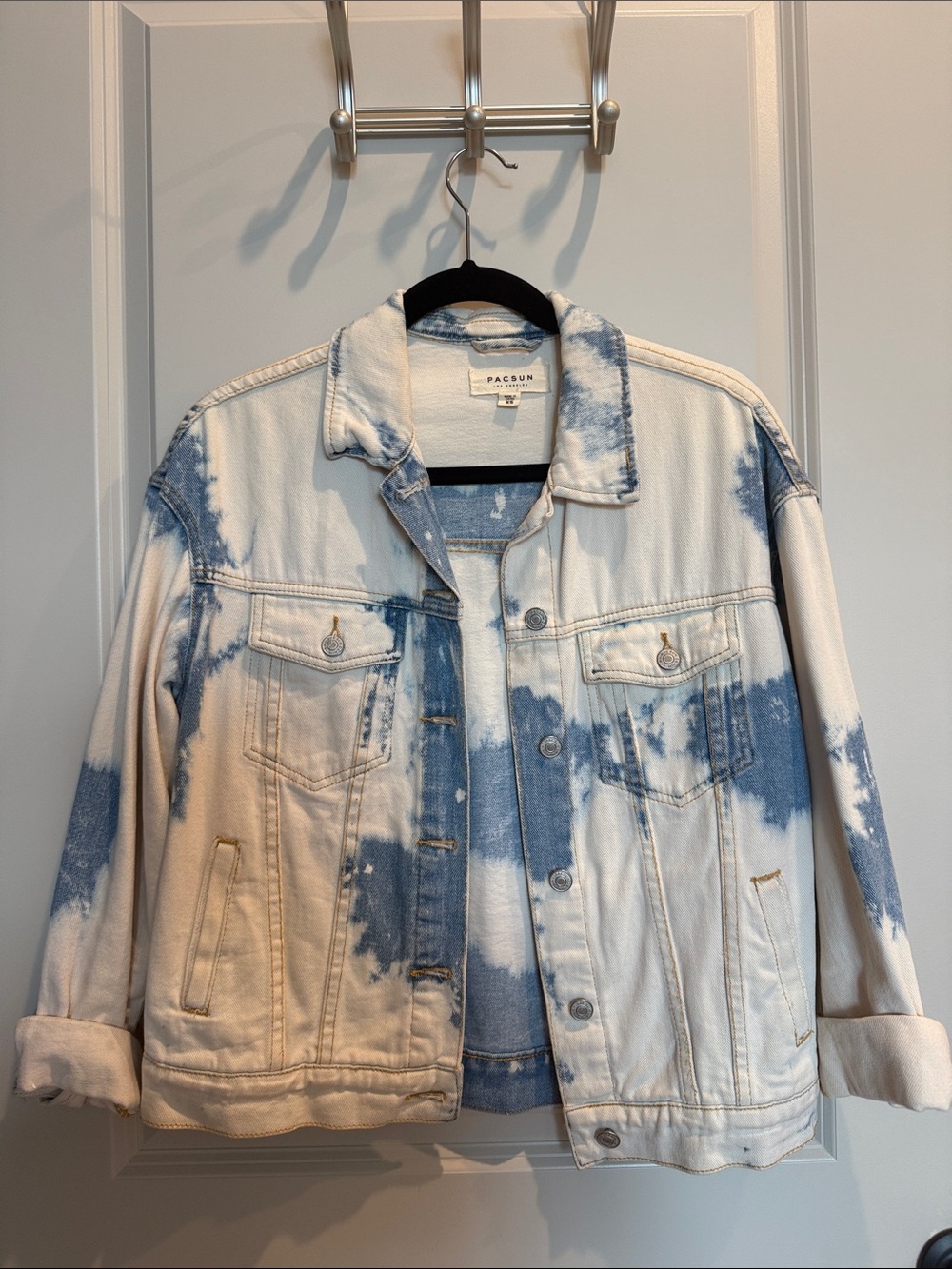 PacSun Blue & White Tie-Dye Denim Jacket